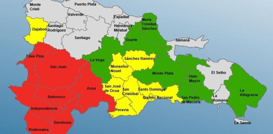 Provincias alertadas por el COE