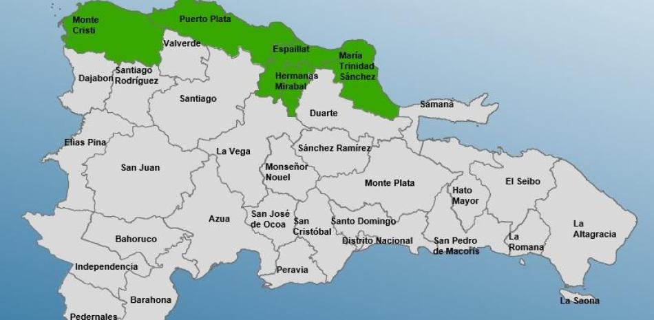 Provincias bajo alerta verde