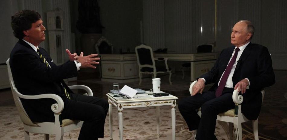 Vladimir Putin durante su entrevista con Tucker Carlson
