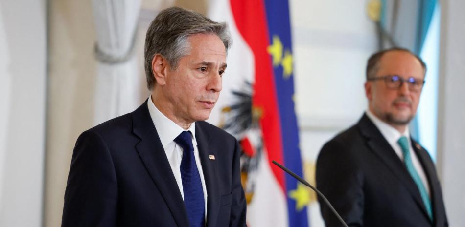 El secretario de Estado de Estados Unidos, Antony Blinken, y el ministro de Austria,  Alexander Schallenberg, durante una conferencia de prensa.