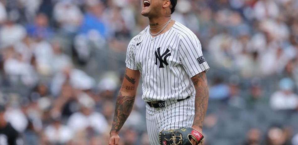 Luis Gil reacciona luego de abanicar a uno durante el cuarto acto del choque que ganaron los Yankees.