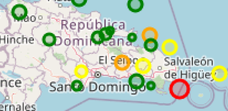 El mapa muestra los puntos donde se han registrado los temblores