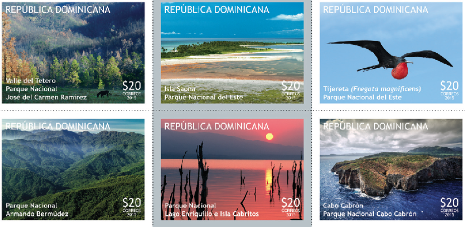 Cooperación. Unos 48 sellos con bellos paisajes dominicanos, conforman la propuesta solidaria de la fundación en su afán de respaldar la conservación de los ecosistemas del país.