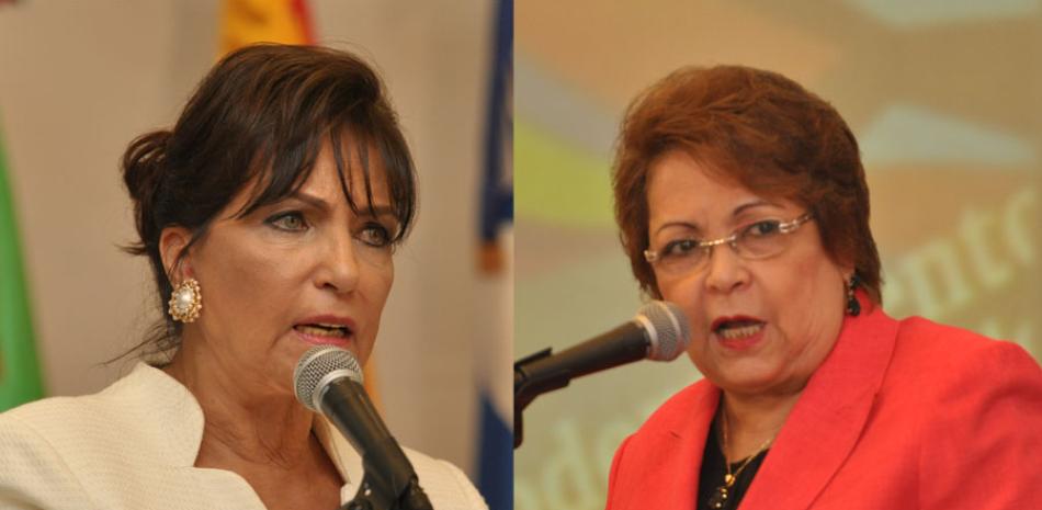 Peggy Cabral, presidenta en funciones del PRD. Alejandra Germán, de la comisión negociadora del PLD