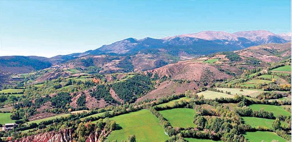 Paisaje agroforestal en la Cerdanya, Pirineo Catalán, equilibrio entre la actividad agraria sostenible y la gestión de biodiversidad.