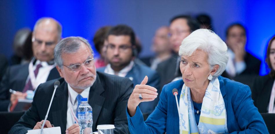 Christine Lagarde, directora gerente del Fondo Monetario Internacional (FMI), durante su intervención en Lima, Perú.
