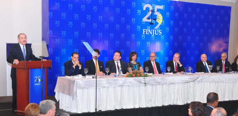 Discurso. El presidente Danilo Medina habló en la celebración del 25 aniversario de Finjus.
