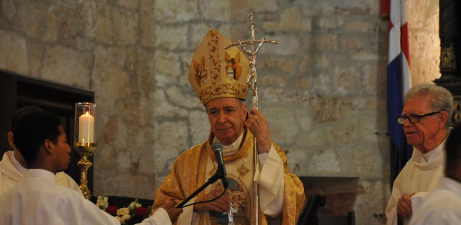 Misa. El Cardenal Nicolás de Jesús López Rodríguez durante la misa con motivo a la conmemoración del Día de Duarte, en la Catedral Primada de América.