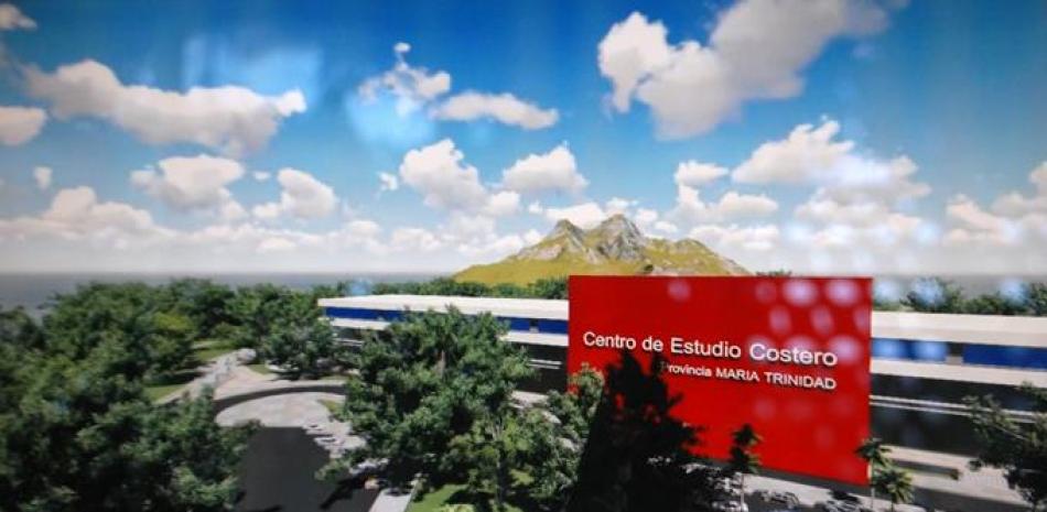 Dato. Fachada de cómo quedaría el Centro de Estudio Costero de la provincia María Trinidad Sánchez, según fue diseñado en el plan RD 2044, elaborado en la Funglode.