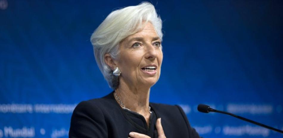 Foto de la directora del FMI Christine Lagarde hablando en una conferencia en Lima, Perú, el 8 de octubre del 2015. AP
