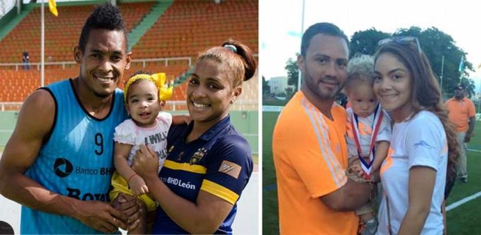 Darly Batista, quien pertenece al Deportivo Pantoja en la Liga Dominicana de Fútbol, junto a su hija Alaia Batista y su esposa Gisselle Sala. 2- Jonathan Faña, delantero de Cibao FC, junto a su esposa Paloma y su bebé Liam.