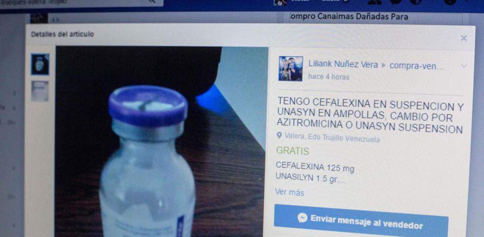 Captura de una publicación de un grupo de la red social Facebook, dedicado al intercambio y venta de bienes entre usuarios, en Caracas (Venezuela).