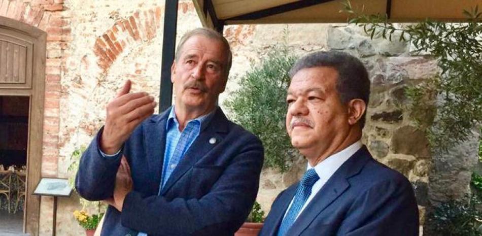 Reunión. El expresidente Leonel Fernández se reúne con el expresidente de México, Vicente Fox.