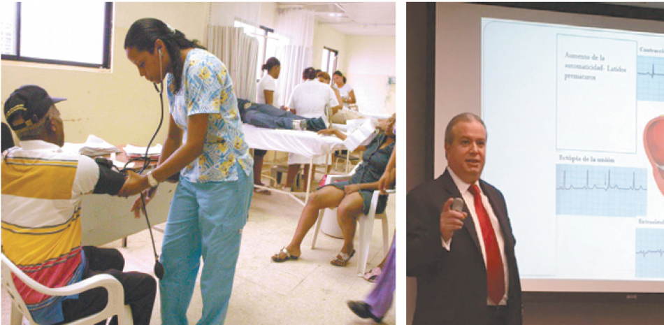 Especialista. El experimentado cardiólogo costarricense, Luis Fernando Valerio, a la derecha, afirma que “el paciente con fibrilación auricular necesita una atención integral”.