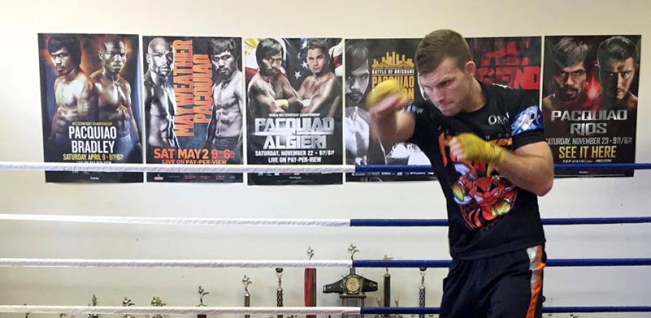 Jeff Horn entrena en un gimnasio en Brisbane, Australia para su pelea del próximo 1 de julio frente al boxeador filipino Manny Pacquiao.