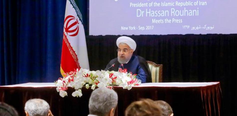 Informe. El mandatario iraní, Hassan Rouhani, durante una conferencia de prensa ayer en la ONU.