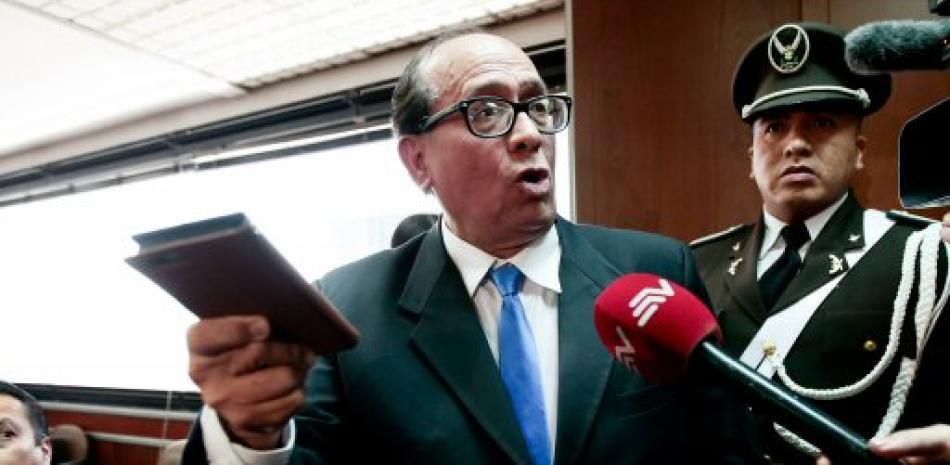 El abogado del vicepresidente ecuatoriano Jorge Glas, Eduardo Franco Loor. interviene en la audiencia preparatoria de juicio para catorce sospechosos del caso Odebrecht.