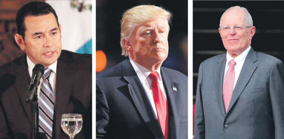 Jimmy Morales, Donald Trump y Pedro Pablo Kuczynski.