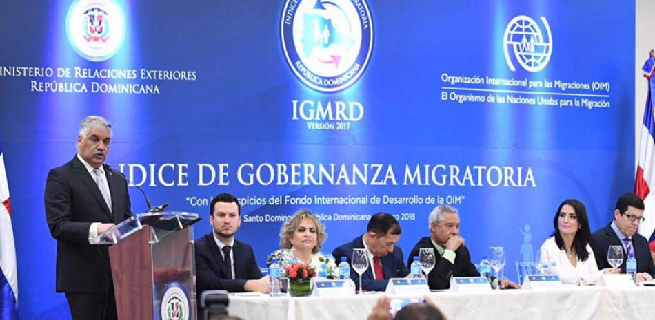 El canciller Miguel Vargas encabezó el acto celebrado ayer en el Centro de Convenciones del Ministerio de Relaciones Exteriores junto a la misión de la Organización Internacional para las Migraciones (OIM).