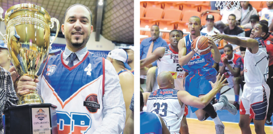 David Díaz, dirigente de CDP sostiene el trofeo de campeón ganado el año pasado. 2- Adris De León es una de la figuras del equipo del CDP.