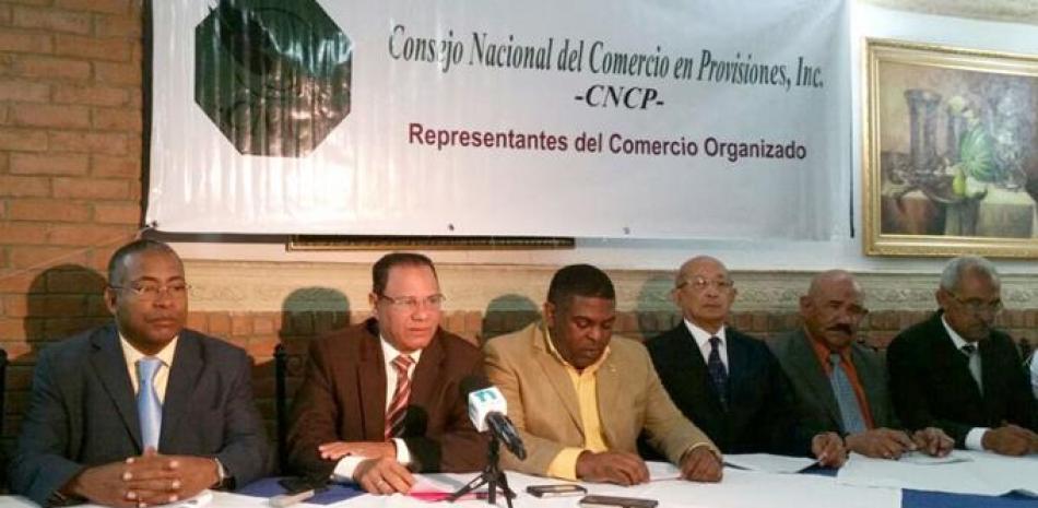 Comerciantes. Miembros del Consejo Nacional del Comercio en Provisiones (CNCP) durante una rueda de prensa.