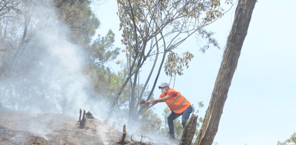Al menos dos fuegos estaban activos ayer en bosques y fincas próximo a la ciudad de Santiago, sin provocar daños personales.