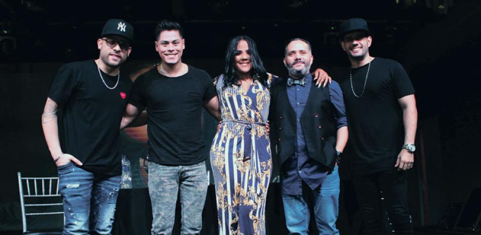 Artistas. Mark B, Rubén Álvarez, Pavel Nuñez y Manny Cruz, durante la rueda de prensa del concierto de Martha Heredia.