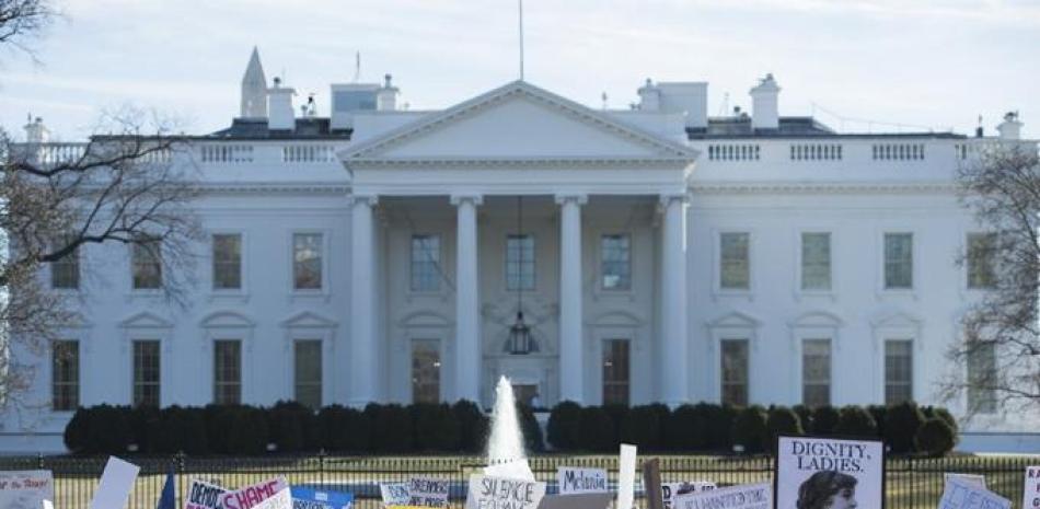 Manifestantes  cerca de la Casa Blanca durante la Marcha de Mujeres en Washington.