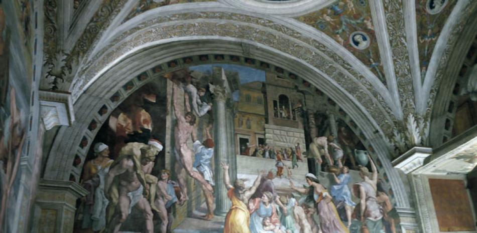 Mural. Incendio del Borgo, en las Estancias de Rafael. Diseño de Rafael realizado por sus discípulos.