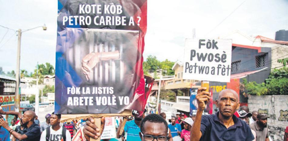 Protesta ayer en Puerto Príncipe.