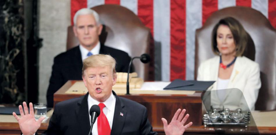 Archivo. El presidente Donald Trump cuando pronuncia su discurso sobre el Estado de la Unión en una sesión conjunta del Congreso en el Capitolio.
