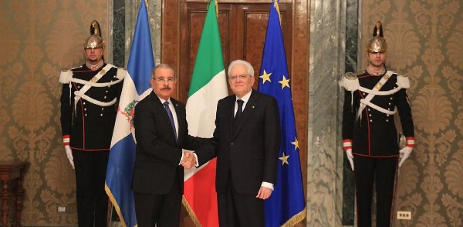 Fotografía del presidente de la República Danilo Medina y el de Italia, Sergio Mattarella