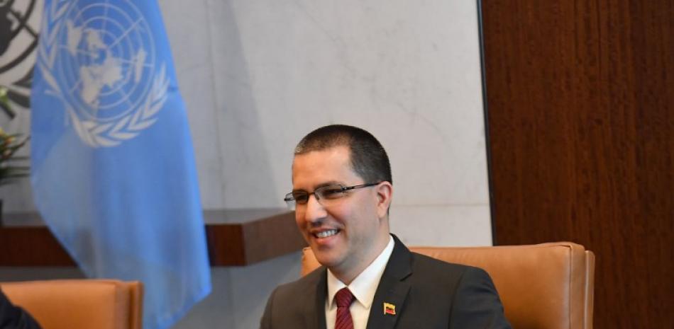 Ministro de Relaciones Exteriores de Venezuela, Jorge Arreaza, en una visita al Secretario General de la ONU, Antonio Guterres.