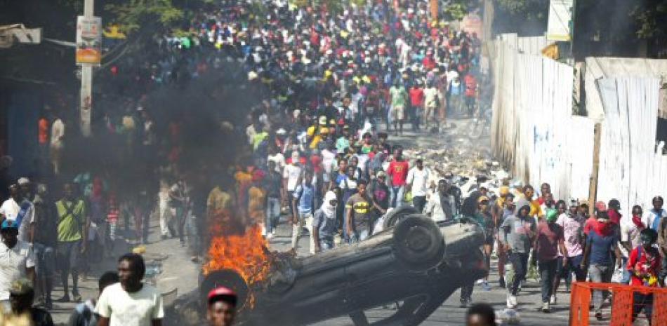 Imagen de la protesta en Haití.