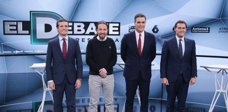 Pablo Casado, Pablo Iglesias, Pedro Sanchez y Albert Rivera. Foto el diario español.