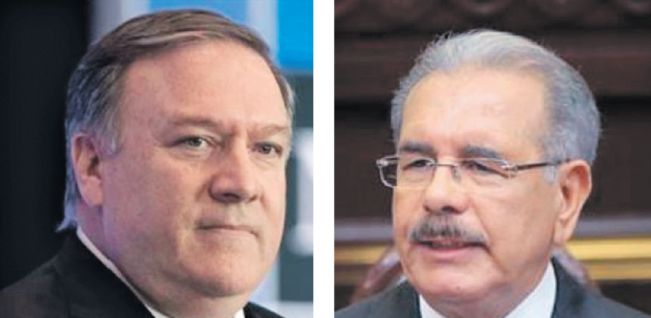 El secretario de Estado de EE.UU, Mike Pompeo conversó con Danilo Medina. ARCHIVO