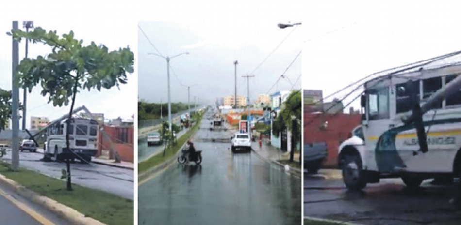 Once postes del tendido eléctrico de la entrada de la Ciudad Juan Bosch resultaron afectados / AFP