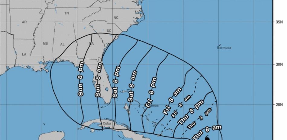 Gráfico actual de huracán Dorian/ Centro Nacional de Huracanes