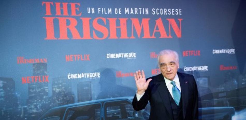 Martin Scorsese posa en la alfombra roja en el estreno de la película "The Irishman" en la Cinematheque en París. Martin Bureau/AFP.