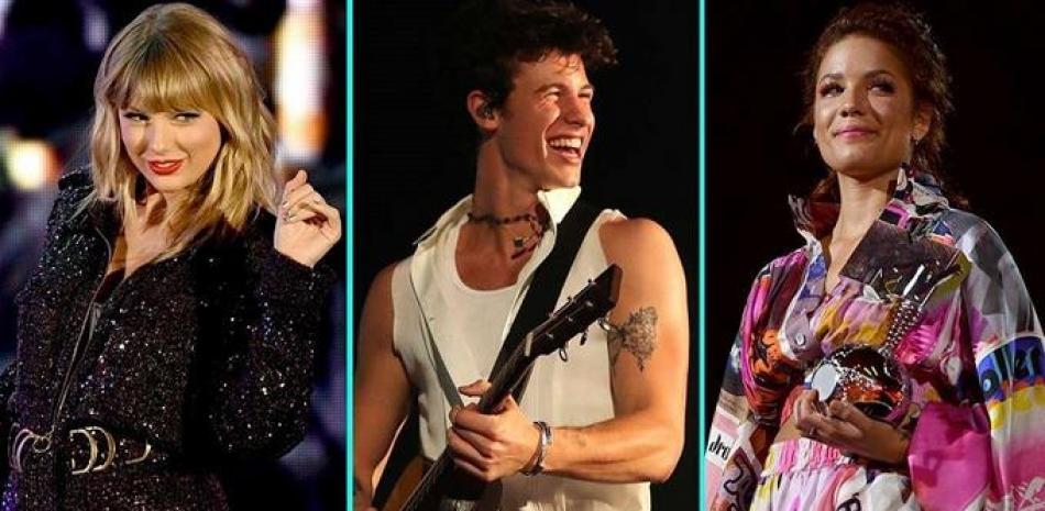 Taylor Swift, Shawn Mendes y Halsey durante los EMA. Foto: Entertainment Tonight.