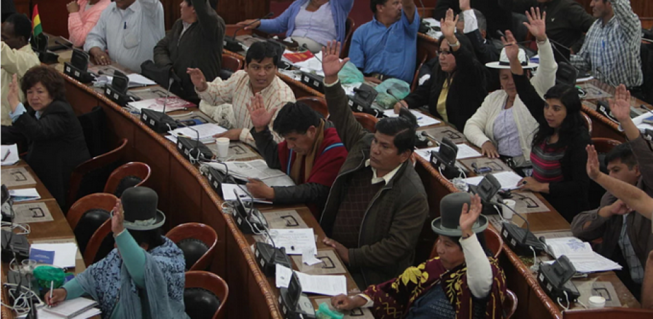 Parte del bloque de Evo Morales en el Congreso de Bolivia. / EFE