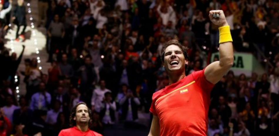 Rafael Nadal celebra el avance de España a la final en la Copa Davis