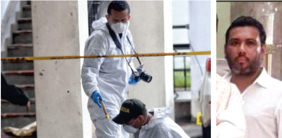 Oficiales forenses colombianos en la escena del crimen de Miguel Angel Pana Abdrioly, alias “Toyo Guriche”, a la derecha, en un centro comercial de Barranquilla, Colombia, el 21 de octubre.