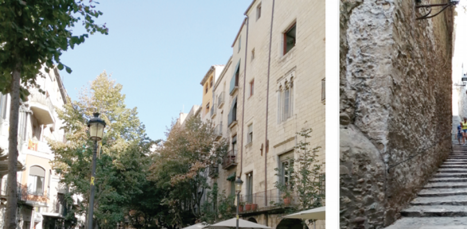 Rambla de la Llibertat, en Girona. Carrer Sant Llorent, en el ‘Call’ Judío. Fotos: Carmenchu Brusíloff