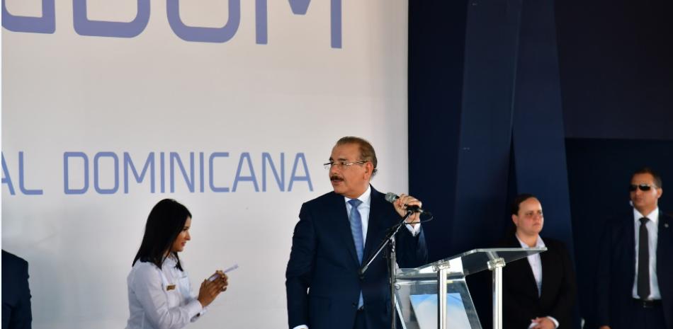 El presidente Danilo Medina mientras hablaba esta mañana en la inauguración de gasoducto de la sociedad Enadom. ADRIANO ROSARIO/LISTINDIARIO.