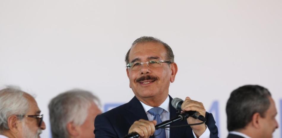 El presidente Danilo Medina esta mañana, al agotar un turno en la inauguración. El mandatario dijo que su participación no estaba en el guión pero que sentía la necesidad de decir algunas cosas. Presidencia de la República.