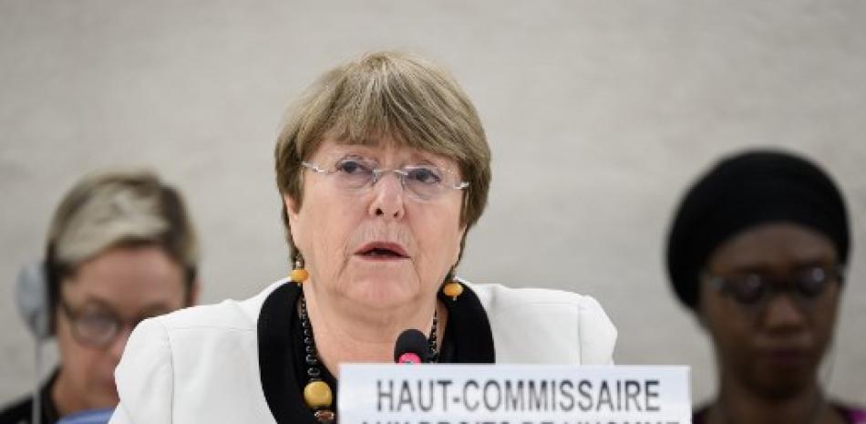 La Alta Comisionada de las Naciones Unidas para los Derechos Humanos, Michelle Bachelet, asiste a una actualización sobre la situación de los derechos humanos en Venezuela. Fabrice Coffrini/AFP.