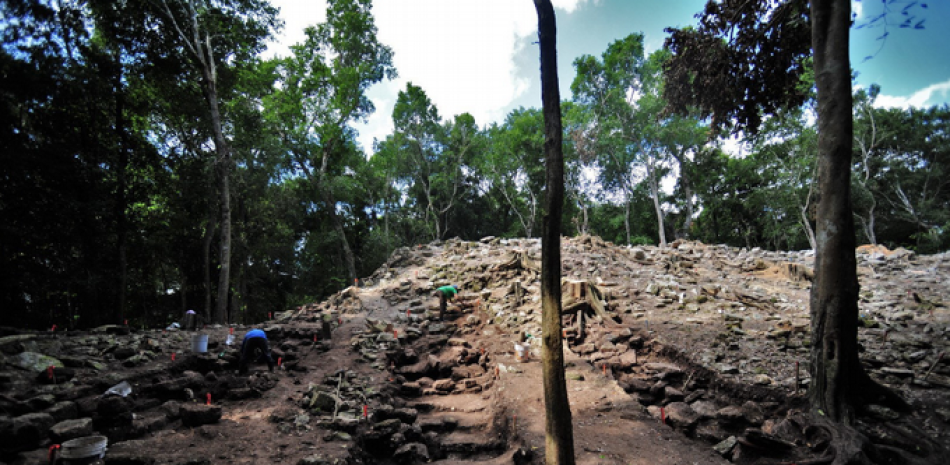 Una imagen proporcionada por el Instituto Nacional de Antropología e Historia muestra el lugar arqueológico de Kulubá, donde las autoridades confirmaron que se encontró un gran palacio de 55 metros, en el estado de Yucatán, México (emitido el 28 de diciembre de 2019).