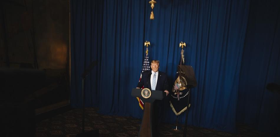 El presidente Donald Trump habla sobre el ataque aéreo en Bagdad en su desarrollo turístico de Mar-a-Lago en Palm Beach, Florida, el 3 de enero de 2020. (Eric Thayer/The New York Times)