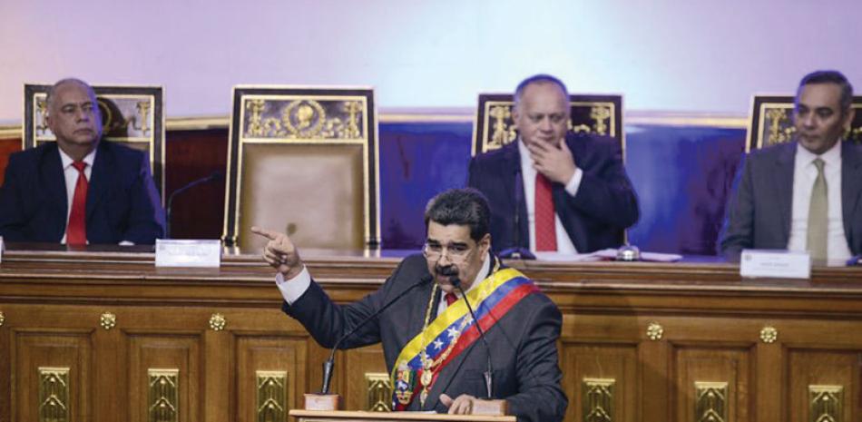 Nicolás Maduro, ayer durante el discurso. AP